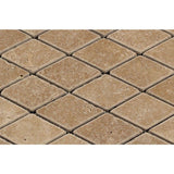 Noce Travertine 2x4 Tumbled Diamond Mosaic Tile.