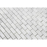 5/8 x 1 1/4 Honed Bianco Carrara Marble Baby Brick Mosaic Tile.