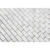 5/8 x 1 1/4 Honed Bianco Carrara Marble Baby Brick Mosaic Tile.