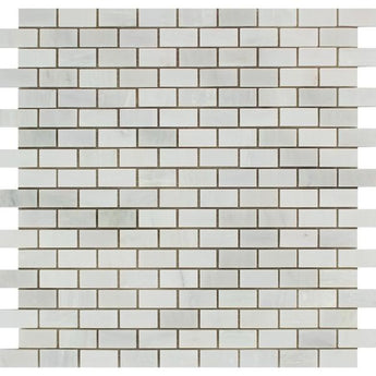 5/8 x 1 1/4 Honed Oriental White Marble Baby Brick Mosaic Tile.