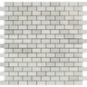 5/8 x 1 1/4 Honed Oriental White Marble Baby Brick Mosaic Tile.