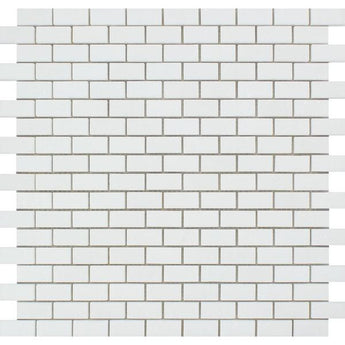 5/8 x 1 1/4 Honed Thassos White Marble Baby Brick Mosaic Tile.