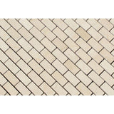 5/8 x 1 1/4 Polished Crema Marfil Marble Baby Brick Mosaic Tile.