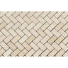 5/8 x 1 1/4 Polished Crema Marfil Marble Herringbone Mosaic Tile.