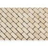 5/8 x 1 1/4 Tumbled Crema Marfil Marble Baby Brick Mosaic Tile.