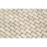 5/8 x 1 1/4 Tumbled Ivory Travertine Baby Brick Mosaic Tile.