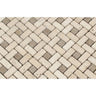 5/8 x 1 1/4 Tumbled Ivory Travertine Mini Pinwheel Mosaic Tile w/ Noce Dots.