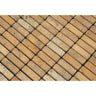 5/8 x 2 Tumbled Gold Travertine Single-Strip Mosaic Tile.