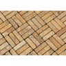 5/8 x 2 Tumbled Gold Travertine Triple-Strip Mosaic Tile.