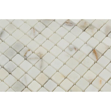 5/8 x 5/8 Honed Calacatta Gold Marble Mosaic Tile.