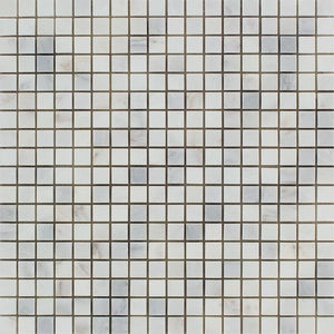 5/8 x 5/8 Honed Oriental White Marble Mosaic Tile.