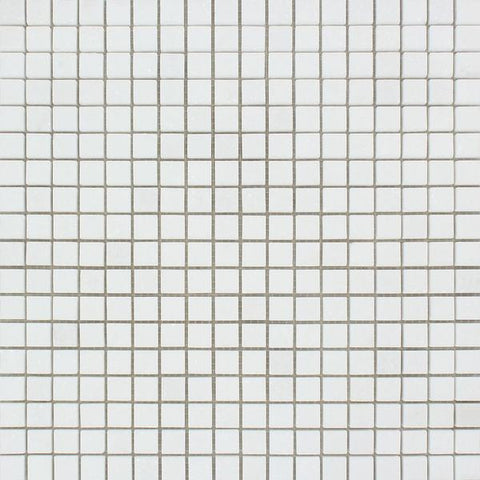 5/8 x 5/8 Honed Thassos White Marble Mosaic Tile.