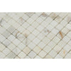 5/8 x 5/8 Polished Calacatta Marble Gold Mosaic Tile.