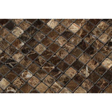 5/8 x 5/8 Polished Emperador Dark Marble Mosaic Tile.