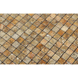 5/8 x 5/8 Polished Scabos Travertine Mosaic Tile.