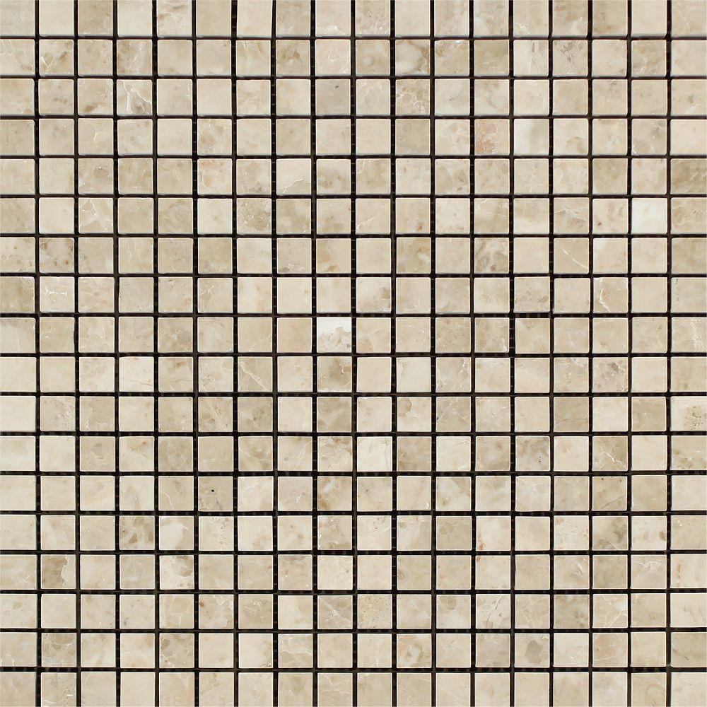 5/8 x 5/8 Polished Cappuccino Marble Mosaic Tile.