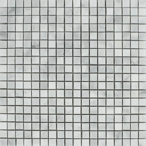 5/8 x 5/8 Honed Bianco Mare Marble Mosaic Tile.