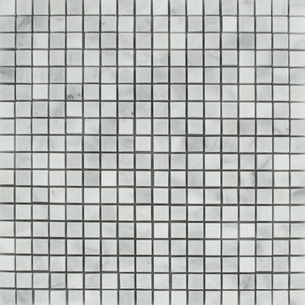 5/8 x 5/8 Polished Bianco Mare Marble Mosaic Tile.