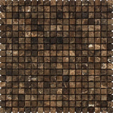 5/8 x 5/8 Tumbled Emperador Dark Marble Mosaic Tile.