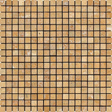 5/8 x 5/8 Tumbled Gold Travertine Mosaic Tile.