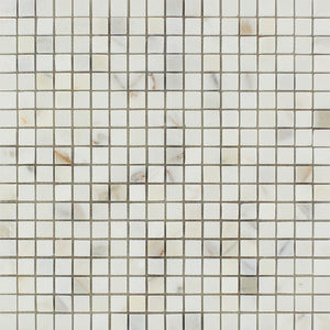 5/8 x 5/8 Honed Calacatta Gold Marble Mosaic Tile.