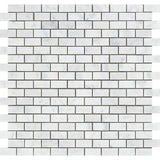5/8 x 1 1/4 Honed Bianco Carrara Marble Baby Brick Mosaic Tile.