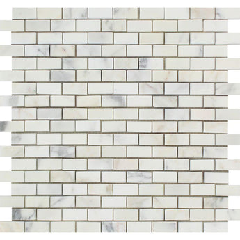 5/8 x 1 1/4 Honed Calacatta Gold Marble Baby Brick Mosaic Tile.