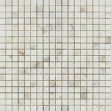 5/8 x 5/8 Polished Calacatta Marble Gold Mosaic Tile.