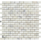 5/8 x 1 1/4 Polished Calacatta Gold Marble Baby Brick Mosaic Tile.