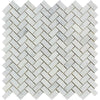 5/8 x 1 1/4 Polished Bianco Carrara Marble Mini Herringbone Mosaic Tile.