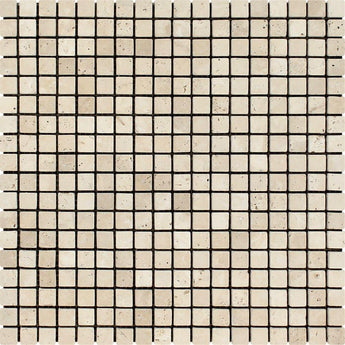 5/8 x 5/8 Tumbled Ivory Travertine Mosaic Tile.