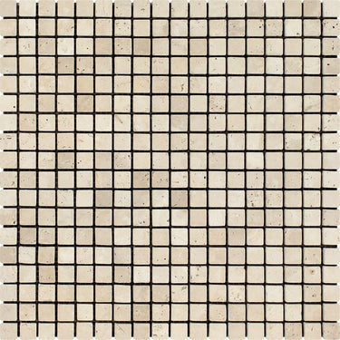 5/8 x 5/8 Tumbled Ivory Travertine Mosaic Tile.
