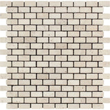 5/8 x 1 1/4 Tumbled Ivory Travertine Baby Brick Mosaic Tile.