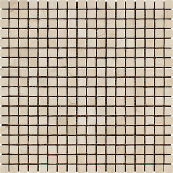 5/8 x 5/8 Tumbled Crema Marfil Marble Mosaic Tile.