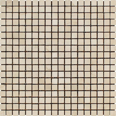 5/8 x 5/8 Tumbled Crema Marfil Marble Mosaic Tile.