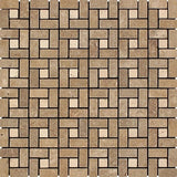 5/8 x 1 1/4 Tumbled Noce Travertine Mini Pinwheel Mosaic Tile w/ Ivory Dots.