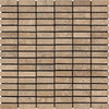 5/8 x 2 Tumbled Noce Travertine Single-Strip Mosaic Tile.