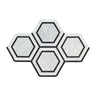 5 x 5 Honed Bianco Carrara Marble Hexagon Mosaic Tile (w/ Black).