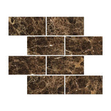 6 x 12  Polished Emperador Dark Marble Tile.