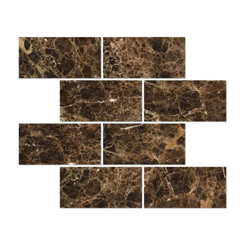 4 x 12  Polished Emperador Dark Marble Tile.
