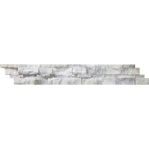 6 x 24 Split-faced Bianco Mare Marble Ledger Panel.