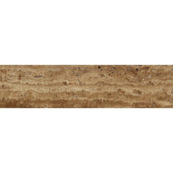 6 x 24 Unfilled Brushed Noce Exotic (Vein-Cut) Travertine Tile.