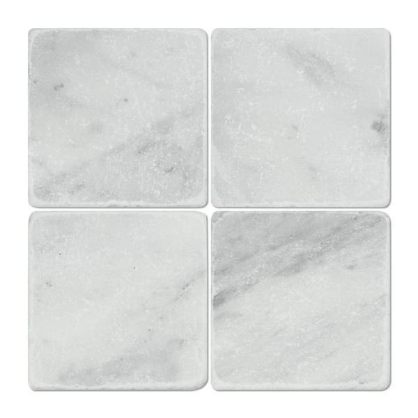 6 x 6 Tumbled Bianco Mare Marble Tile.