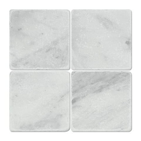 6 x 6 Tumbled Bianco Mare Marble Tile.