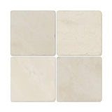 6 x 6 Tumbled Crema Marfil Marble Tile.