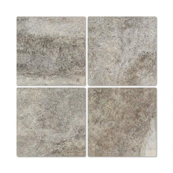 6 x 6 Tumbled Silver Travertine Tile.