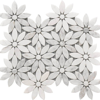 ROCKART DAISY FLOWER MARBLE MOSAIC 10X12.