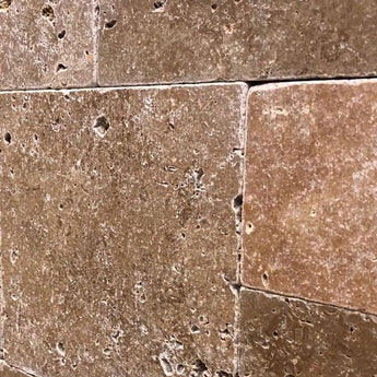 Noce Travertine Tumbled Versailles Pattern Tile.