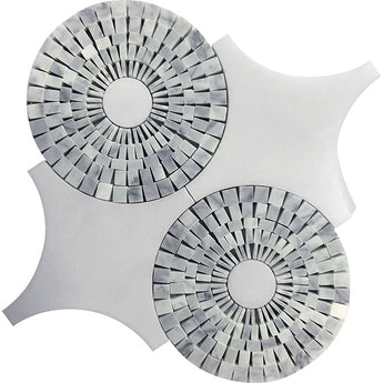 WATERJET SNOWFLAKE Imperial White, Carrara Mosaic Tile.