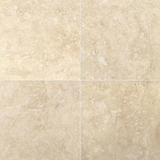 18 x 18 Filled and Honed Ivory Travertine Tile.